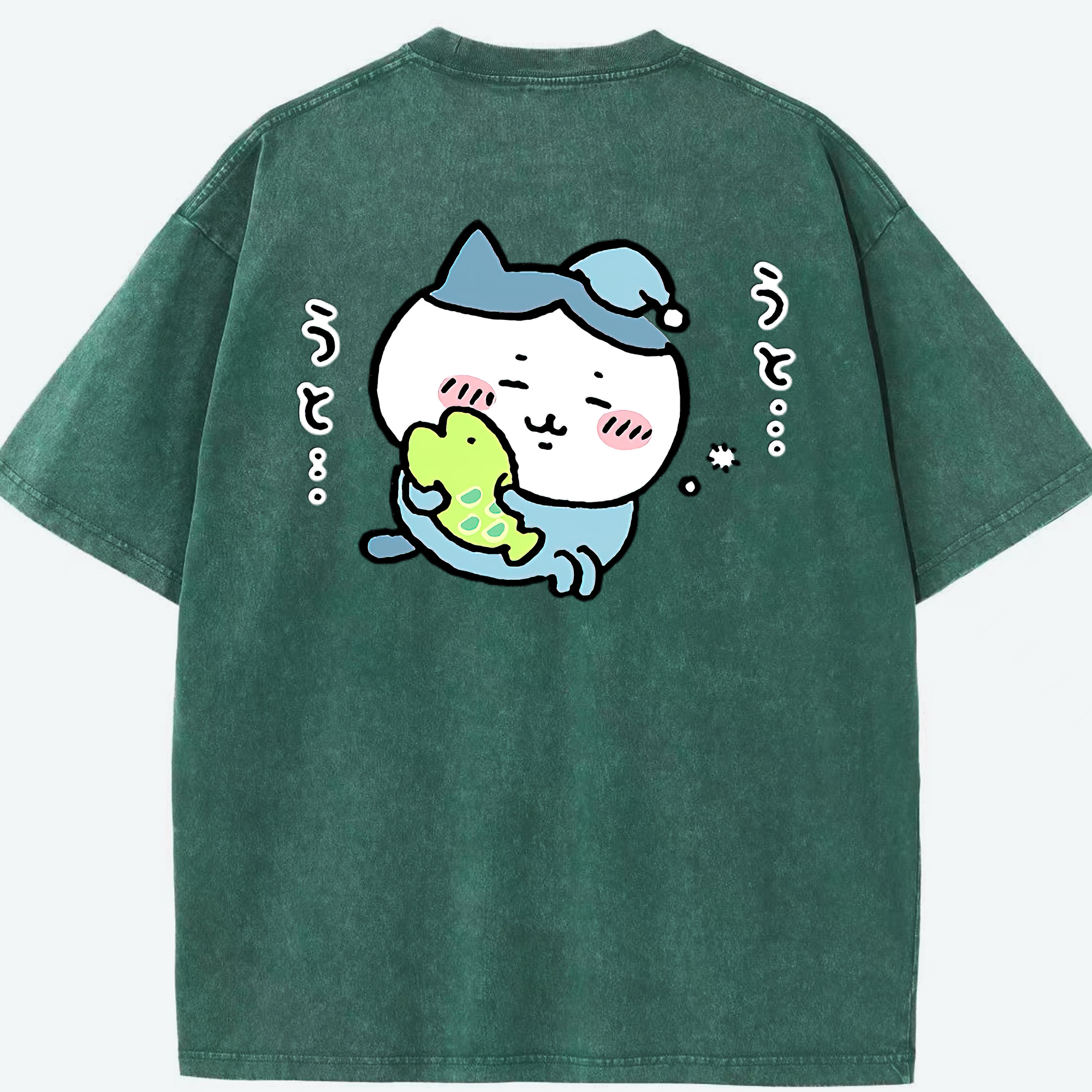 （画像用） ちいかわ ハチワレ Chii-kawa hachiware 綿100% ヴィンテージ風 半袖Tシャツ（背面プリント）